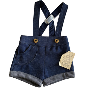 Vintage Kids Deadstock Carters Denim Suspenders Bloomer Overalls Shorts Size 12M